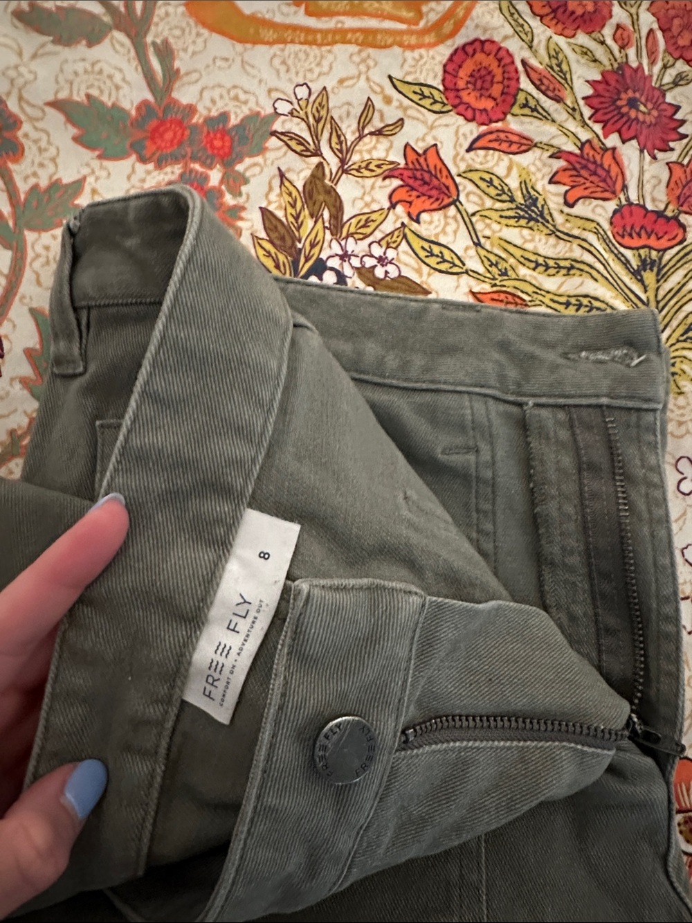 Free Fly Apparel Olive Green Wide-Leg Jeans - Picture 2 of 2